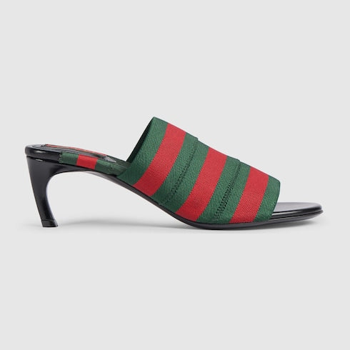 Women's mule sandal with Web - green and red nylon