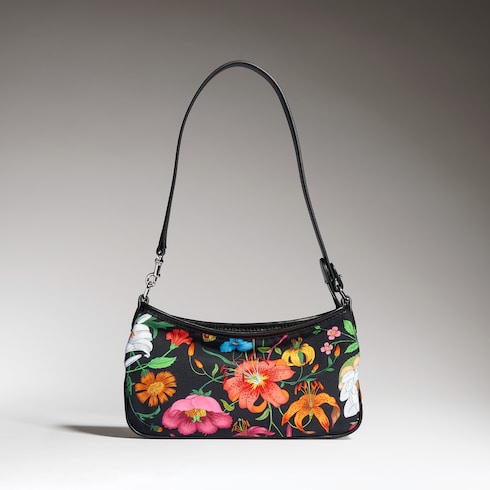 Gossip small shoulder bag - black and multicolor nylon