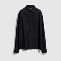 Silk habotai shirt with jacquard detail - black