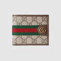 Ophidia bi-fold wallet - beige and dark brown fabric