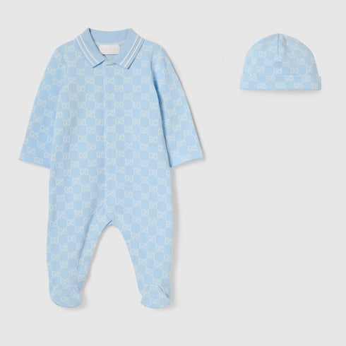 Baby cotton two-piece gift set - light blue