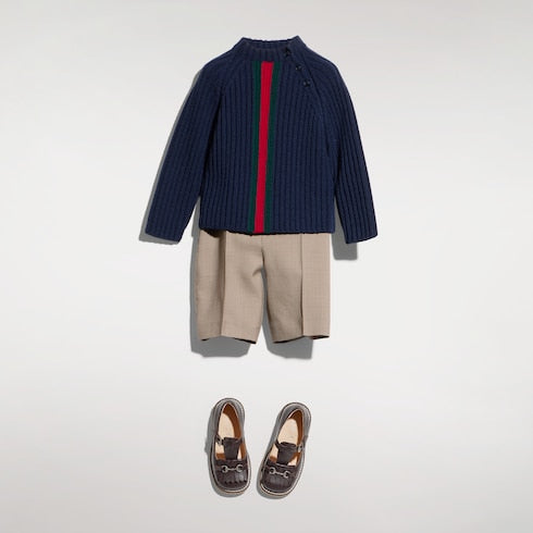 Baby chevron wool shorts - brown and cream