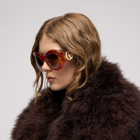 Round frame sunglasses - orange tortoiseshell