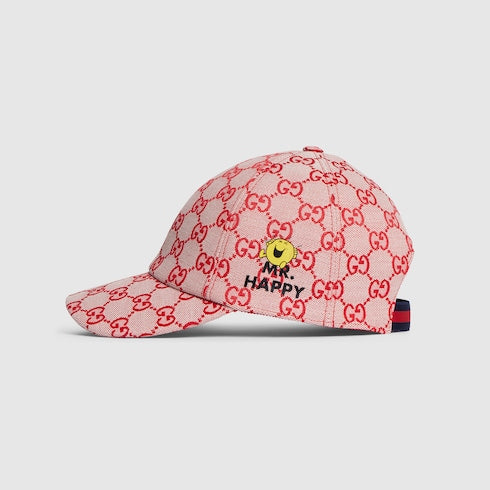 Children's GG canvas baseball cap - beige and red
