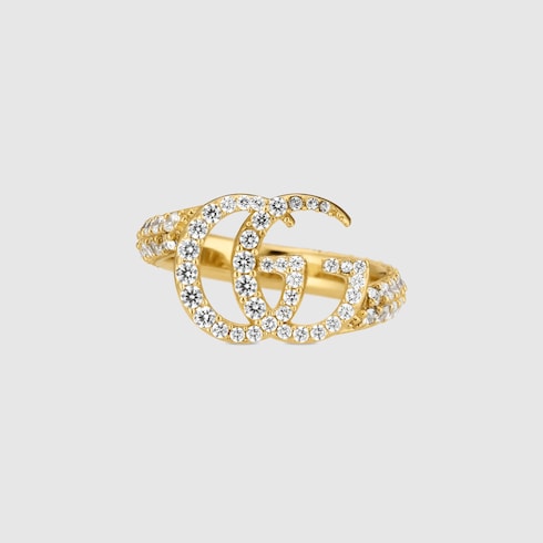 GG Marmont crystal ring - gold-toned brass