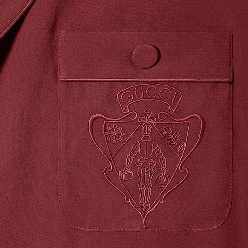 Silk crêpe de chine shirt with embroidery - bordeaux
