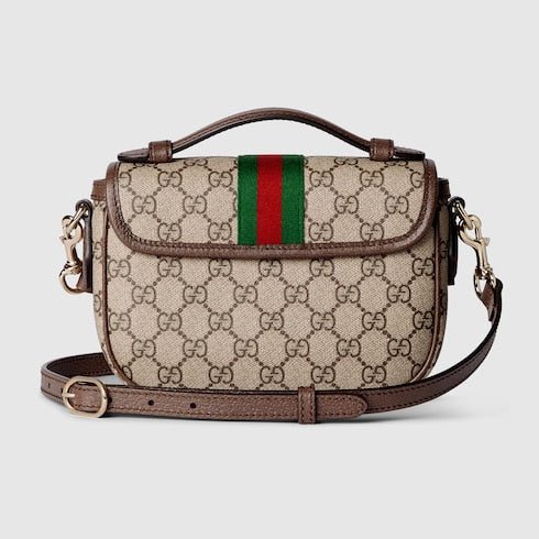 Ophidia small top handle bag - beige and brown GG fabric