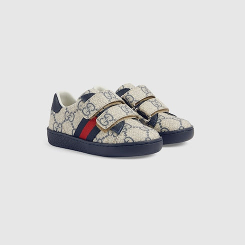 Toddler Gucci Ace sneaker - blue and grey GG Supreme