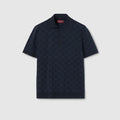 GG cotton silk jacquard polo shirt - dark blue