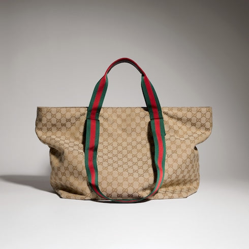 GG medium tote bag - sand and brown GG canvas