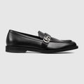 Men's loafer with Double G - black brushed leather