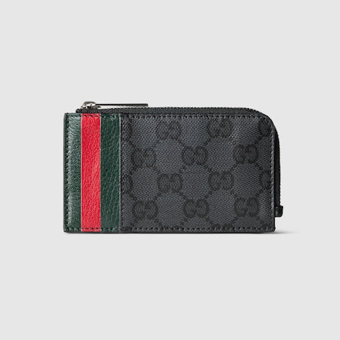 Long card case with Web card slots - black GG canvas