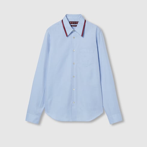 Oxford cotton shirt with Web - pale blue