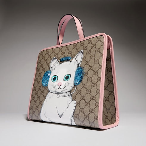 Children's GG tote bag - beige and brown GG Supreme