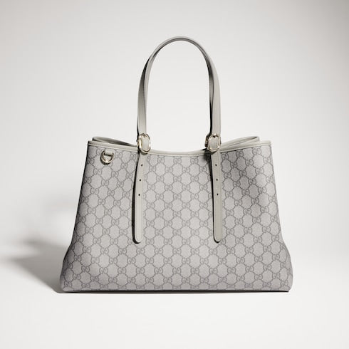 GG Emblem large tote bag - grey GG fabric