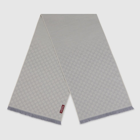 GG wool scarf - light blue and grey