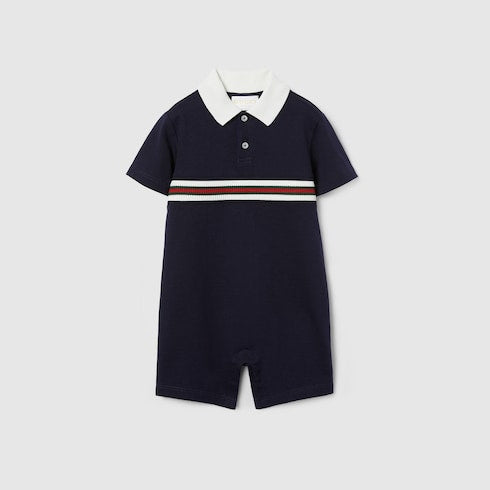 Baby cotton one-piece with Web - dark blue