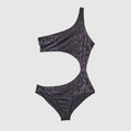 Printed stretch jersey swimsuit - grey and black