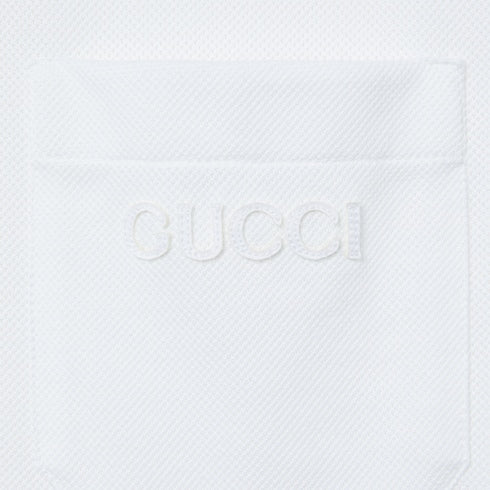 Cotton polo shirt with embroidery - white