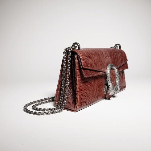 Dionysus lizard medium shoulder bag - chestnut