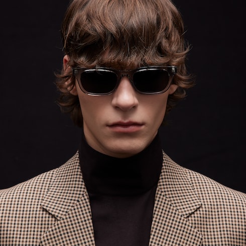 Rectangular-frame sunglasses - transparent grey