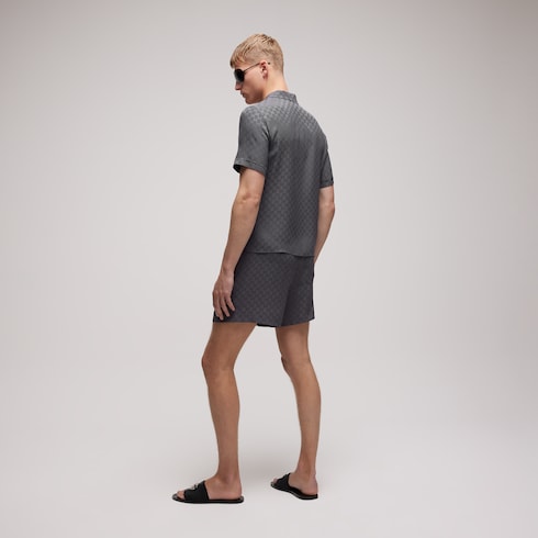 GG silk jacquard shorts - dark grey