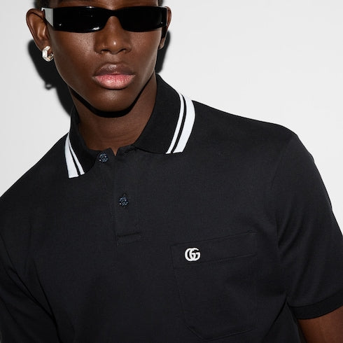 Cotton polo shirt - black