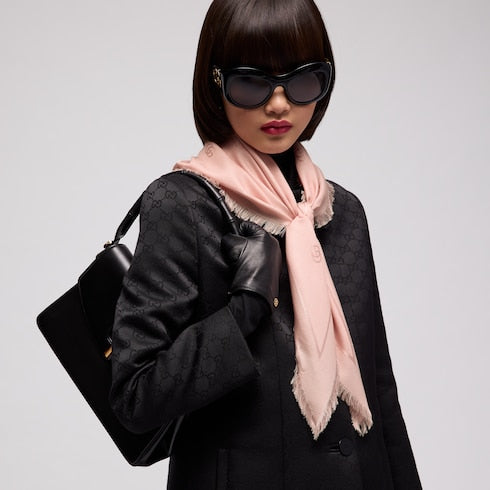Double G silk wool shawl - light pink