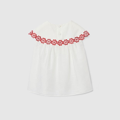 Baby GG cotton jacquard dress - white