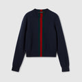 Fine knit wool sweater with Web - blue