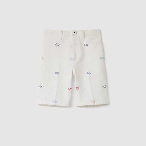 Children's GG cotton shorts - white and multicolor