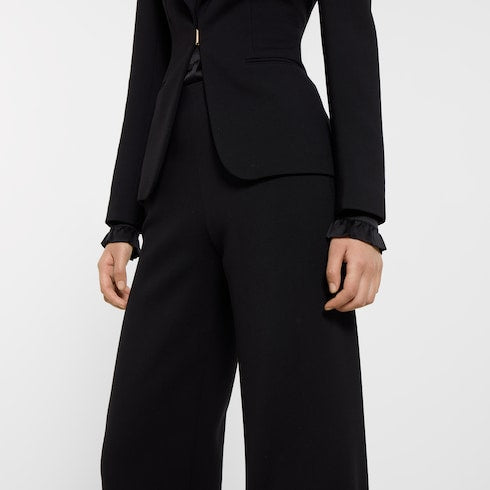 Technical stretch wool pants - black