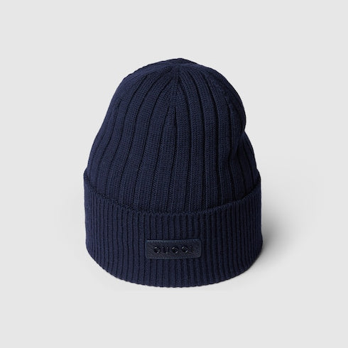 Wool hat with logo - dark blue