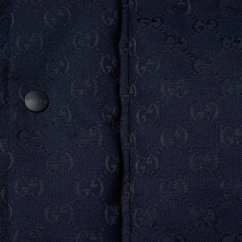 GG canvas down jacket - dark blue