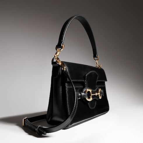 Horsebit Duomo small top handle bag - black leather