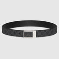 Reversible belt with rectangular buckle - black GG Supreme and leather