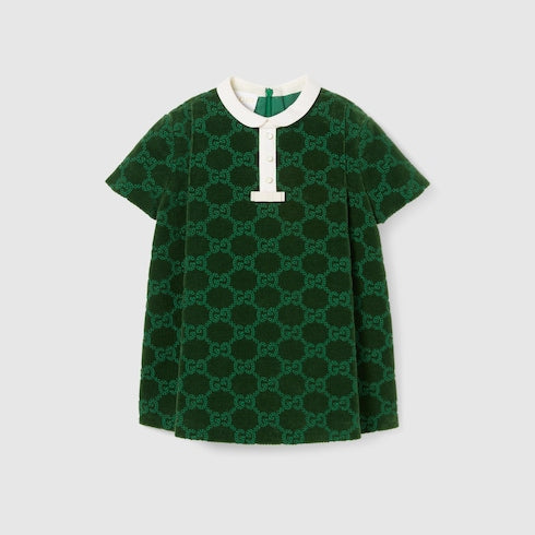 Baby GG cotton velvet dress - green