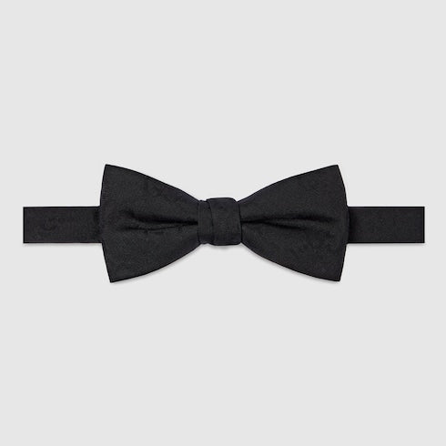 GG cotton silk bow tie - black