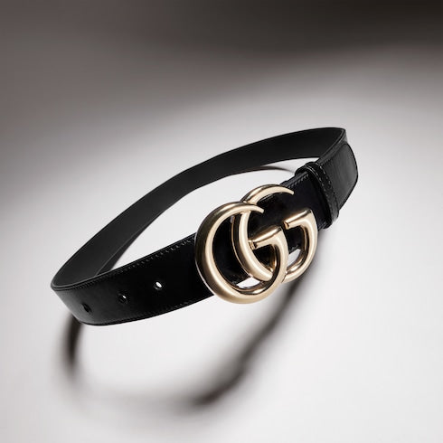 GG Marmont thin belt - black leather