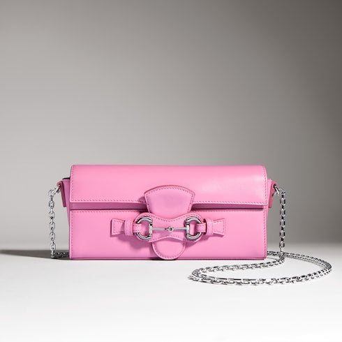 Wallet on chain with Horsebit - bright pink leather