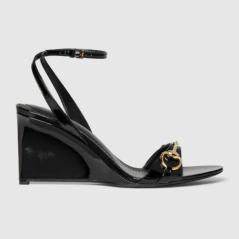 Women's Donna wedge sandal - black patent leather