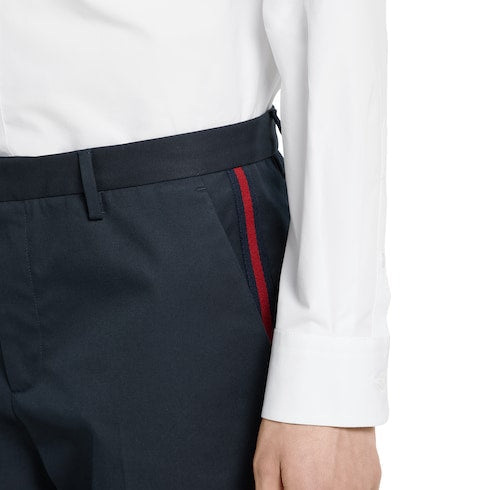 Cotton twill pant with Web detail - dark blue