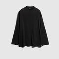 Cotton silk T-shirt with embroidery - black