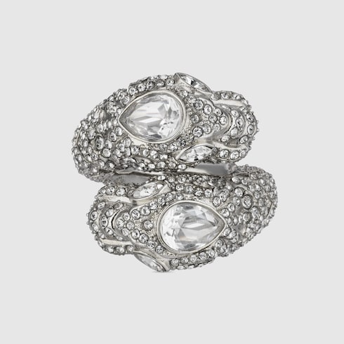 Dionysus crystal ring - palladium-toned brass