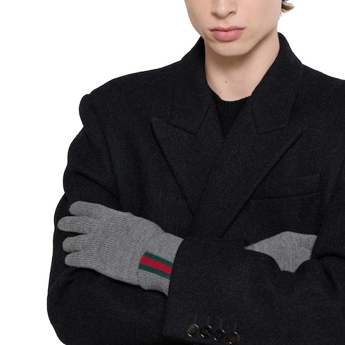 Wool gloves with Web - grey