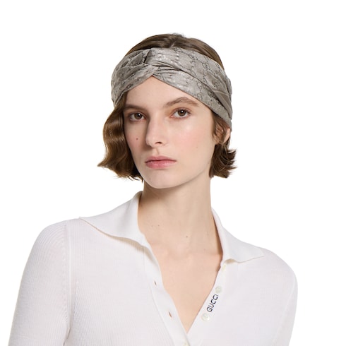 Laminated printed silk twill carré - light grey