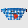 Children's belt bag with print - blue and white cotton