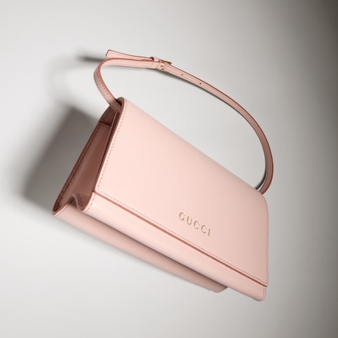 Mini pouch with Gucci lettering - light pink leather