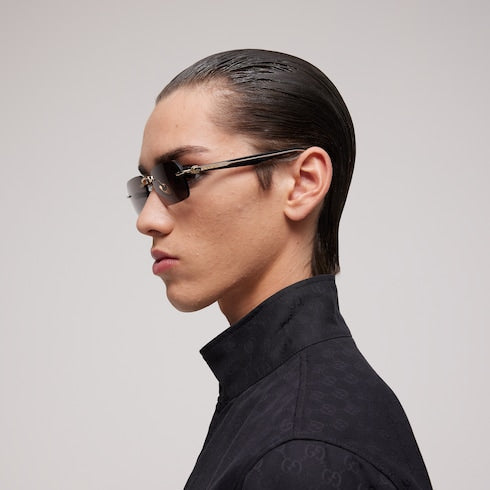 Rectangular-frame sunglasses - gold metal
