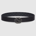 Reversible belt with Interlocking G buckle - black Supreme and black leather